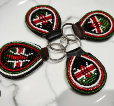 Maasai Pride Beaded Keychain – Kenya Flag Design